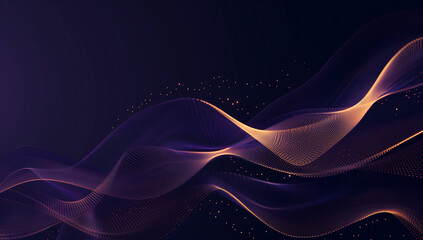 Poster - abstract blue background with smooth lines ,simple dark brown background, wavy lines, gradient, glow
