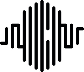 Poster - Simple black and white icon of a sound wave, representing audio recording and editing