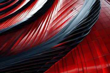 Poster - A dynamic abstract business background featuring a curved, geometric design in red and black tones