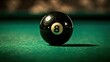 © chanidapa - Close-up of black eight ball on green billiard table, poised for a decisive winning move