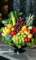 Canvas Print - A beautiful arrangement of fresh fruits and vegetables. AI.