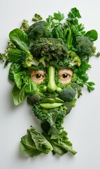 Canvas Print - A face made of green vegetables. AI.