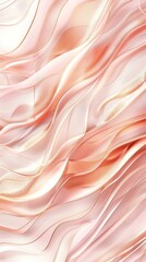 Wall Mural - An abstract image featuring delicate, flowing lines in a rose gold hue against a white background. The lines create a sense of movement and depth, resembling a rippling surface or flowing fabric. 