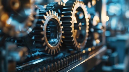 Wall Mural - Closeup of Industrial Gears in Motion