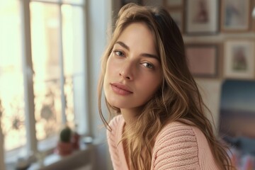 Wall Mural - portrait of a young woman in a parisian apartment