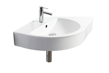 A corner bathtub that maximizes bathroom space, isolated on a white background