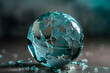 © john - A cracked glass globe with fractured continents, suggesting the fragility of global stability. Concept of geopolitical crisis and international tensions. 