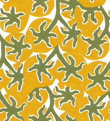 seamless pattern with yellow tomatoes. minimalist hand drawn illustration