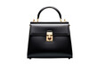 © Phuwadon - A classic black leather handbag with gold hardware, shot on a white background in a high-end studio setting.