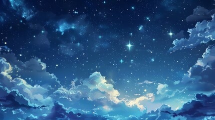 Starry night sky with a touch of whimsy, great for dreamy and imaginative projects. 