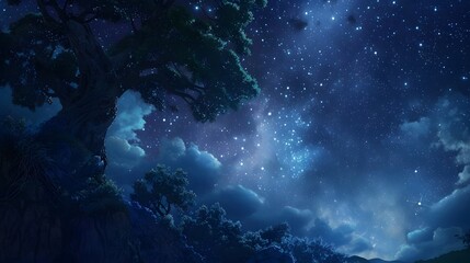 Starry night sky with a touch of whimsy, great for dreamy and imaginative projects. 