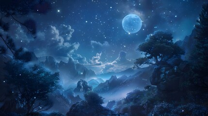 Starry night sky with a touch of whimsy, great for dreamy and imaginative projects. 