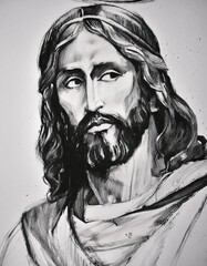 Wall Mural - Portrait of Christ - Depiction of Jesus Christ - Peaceful and Calming Image - Savior of Humanity and Mankind - Image of Christianity - The Shepherd from Jerusalem - Artwork 