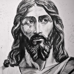 Wall Mural - Portrait of Christ - Depiction of Jesus Christ - Peaceful and Calming Image - Savior of Humanity and Mankind - Image of Christianity - The Shepherd from Jerusalem - Artwork 