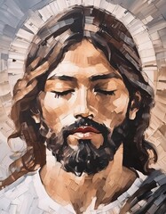 Wall Mural - Portrait of Christ - Depiction of Jesus Christ - Peaceful and Calming Image - Savior of Humanity and Mankind - Image of Christianity - The Shepherd from Jerusalem - Artwork 