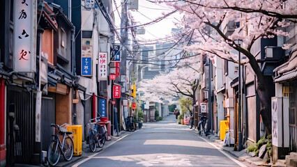 Naklejka na meble Japanese street with sakura