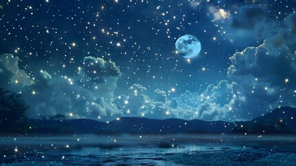 Starry night sky with a touch of whimsy, great for dreamy and imaginative projects. 
