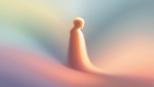 illustration silhouette of people with gradient pastel color background