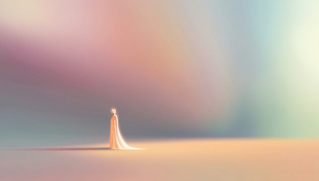 illustration silhouette of people with gradient pastel color background