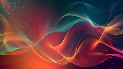 Wall Mural - Abstract colorful wave patterns on dark background