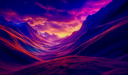 Wall Mural - sunrise in the mountains