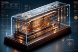 Steampunk-Inspired Futuristic Machine with Holographic Display and Intricate Mechanical Design. Generative Ai