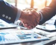 © Daria - Corporate partnership handshake symbolizing business merger, finance background, successful teamwork