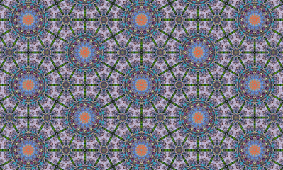 Colorful floral hexagonal pattern in soft lilac
