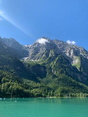 Wall Mural - Klöntalersee, Glarus, Switzerland - alpine lake on a sunny day, swiss alps, beautiful idyllic