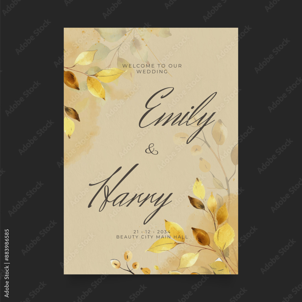 Wedding poster for welcome sign. Template welcome poster. Vector printable wedding props. Flyer design for welcome sign.