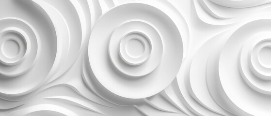 Wall Mural - White gray white 3d gradient abstract curve wave circle round swirl wavy line background for creative bussines project or design backdrop texture