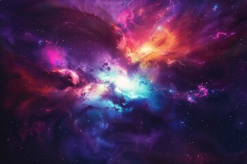 Wall Mural - incredible abstract background of a colorful space galaxy cloud nebula. starry night cosmos. univers