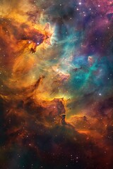 Wall Mural - incredible abstract background of a colorful space galaxy cloud nebula. starry night cosmos. univers