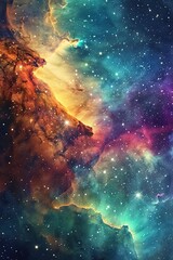 Wall Mural - incredible abstract background of a colorful space galaxy cloud nebula. starry night cosmos. univers