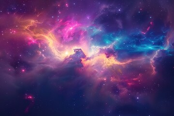 Wall Mural - incredible abstract background of a colorful space galaxy cloud nebula. starry night cosmos. univers