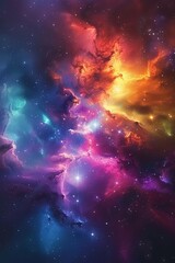 Wall Mural - incredible abstract background of a colorful space galaxy cloud nebula. starry night cosmos. univers