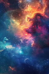 Wall Mural - incredible abstract background of a colorful space galaxy cloud nebula. starry night cosmos. univers