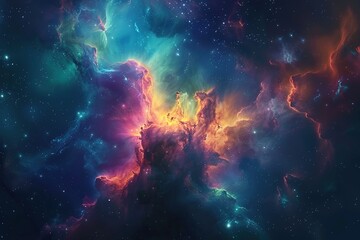 Wall Mural - incredible abstract background of a colorful space galaxy cloud nebula. starry night cosmos. univers