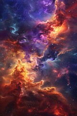 Wall Mural - incredible abstract background of a colorful space galaxy cloud nebula. starry night cosmos. univers