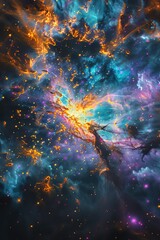 Wall Mural - incredible abstract background of a colorful space galaxy cloud nebula. starry night cosmos. univers