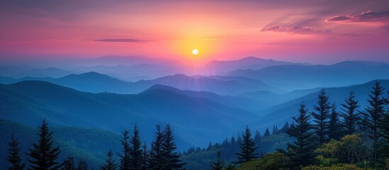 Poster - Smoky Mountains Sunset Panorama