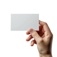 Hand holding business card isolated on transparent background



