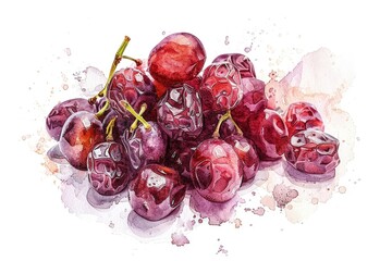 Poster - Hand-drawn Watercolor Illustration of Plump Raisins on White Background