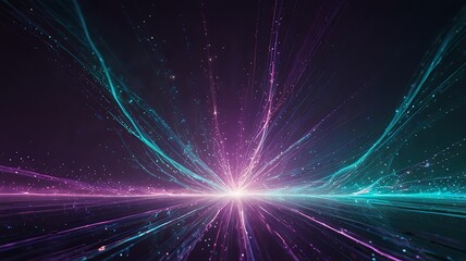 Wall Mural - Ethereal energy light lines cascade and intertwine, forming intricate pathways of light in shades of radiant purple, vivid teal, and sparkling white. Generative Ai.