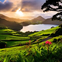 Canvas Print - landscape with mountains