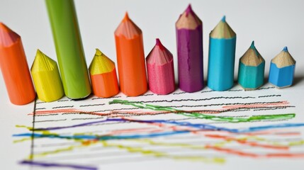 Aufkleber - A bar graph printed on paper with colorful markers highlighting key performance indicators.