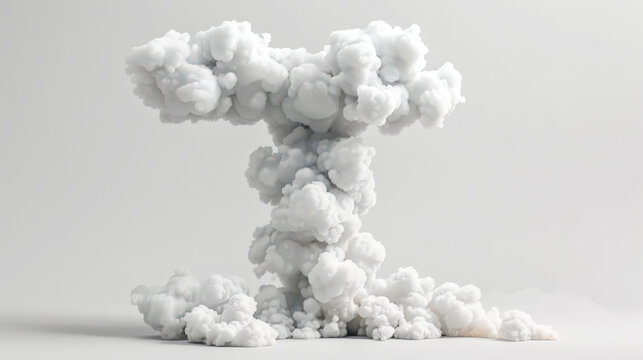Capital letter T made of clouds or soft cotton. Fluffy airy style. Scrapbook activity. Generative AI