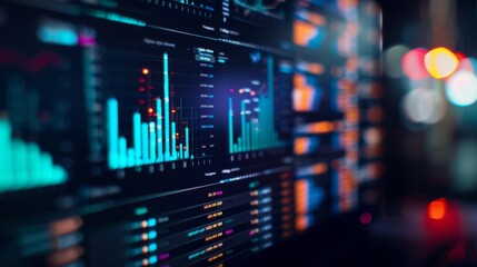 Aufkleber - A close-up of a bar graph on a desktop computer screen with data visualization software.