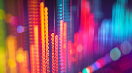 Leinwandbilder - A close-up of a colorful bar graph on a digital screen, displaying financial data trends.
