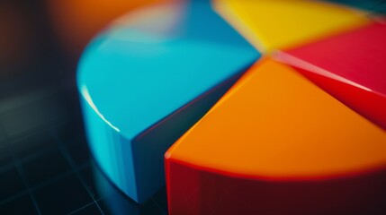 Leinwandbilder - A close-up of a colorful pie chart on a digital screen, illustrating market share data.